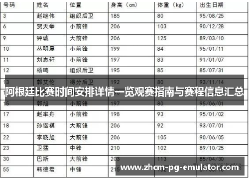 阿根廷比赛时间安排详情一览观赛指南与赛程信息汇总